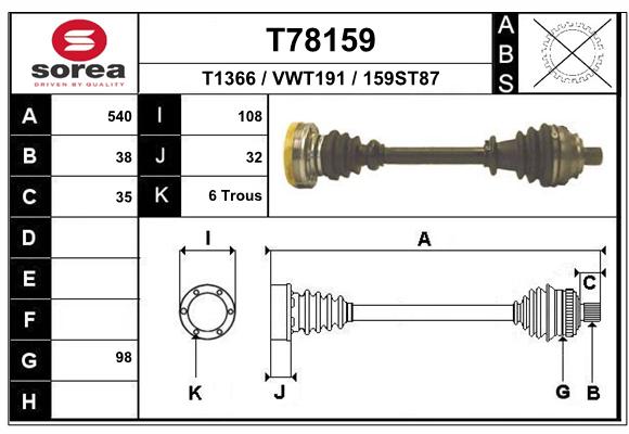 Antriebswelle Vorderachse EAI T78159