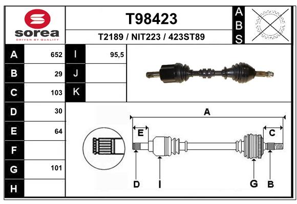 Antriebswelle Vorderachse links EAI T98423