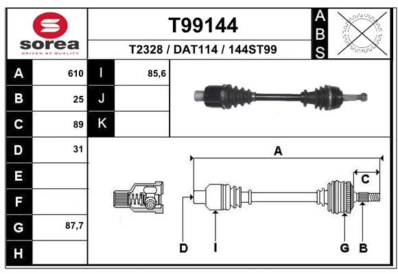 Antriebswelle Vorderachse rechts EAI T99144