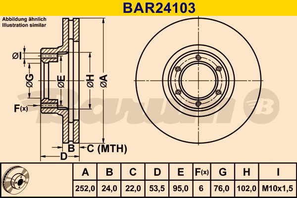 Bremsscheibe Vorderachse Barum BAR24103