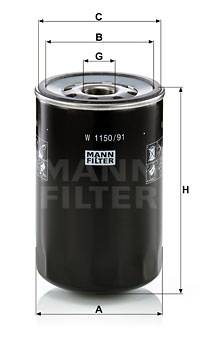 Filter, Arbeitshydraulik MANN-FILTER W 1150/91