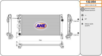 Kühler, Motorkühlung AHE 132.054