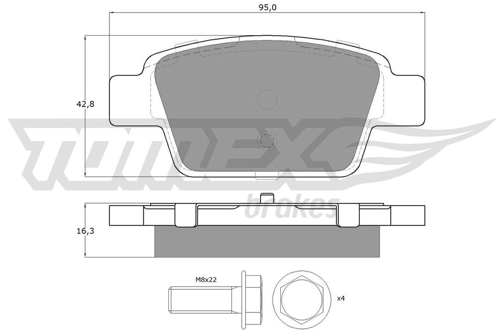 tomexbrakes Bremsbelagsatz, Scheibenbremse Hinterachse TOMEX Brakes TX 12-51