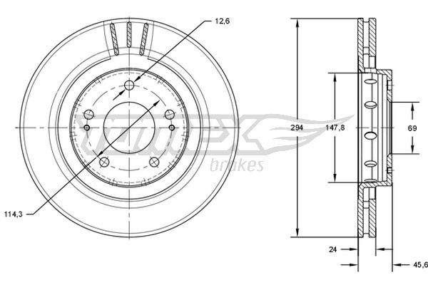 Bremsscheibe Vorderachse TOMEX Brakes TX 71-74