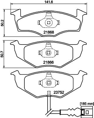 hellapagid Bremsbelagsatz, Scheibenbremse Vorderachse Hella Pagid 8DB 355 009-801