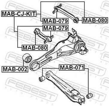 Lagerung, Lenker Hinterachse unten Febest MAB-079