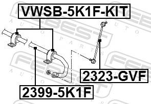 Reparatursatz, Stabilisatorlager Vorderachse beidseitig Febest VWSB-5K1F-KIT