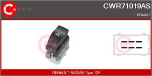 Schalter, Fensterheber beifahrerseitig Casco CWR71019AS