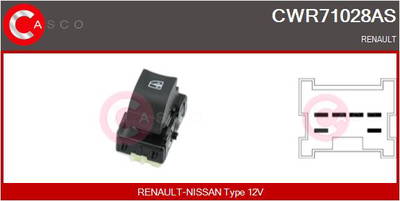 Schalter, Fensterheber beifahrerseitig Casco CWR71028AS