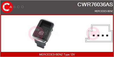 Schalter, Fensterheber beifahrerseitig Casco CWR76036AS