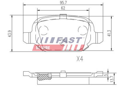 Bremsbelagsatz, Scheibenbremse Hinterachse Fast FT29162
