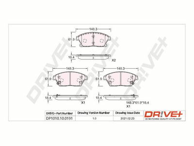 Bremsbelagsatz, Scheibenbremse Vorderachse Dr!ve+ DP1010.10.0191