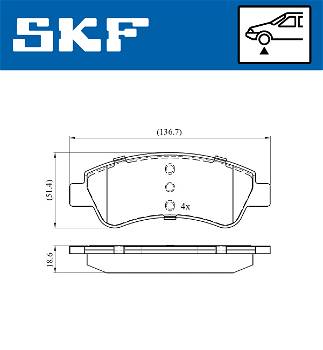 Bremsbelagsatz, Scheibenbremse Vorderachse SKF VKBP 80040