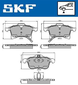 Bremsbelagsatz, Scheibenbremse Vorderachse SKF VKBP 80043 A