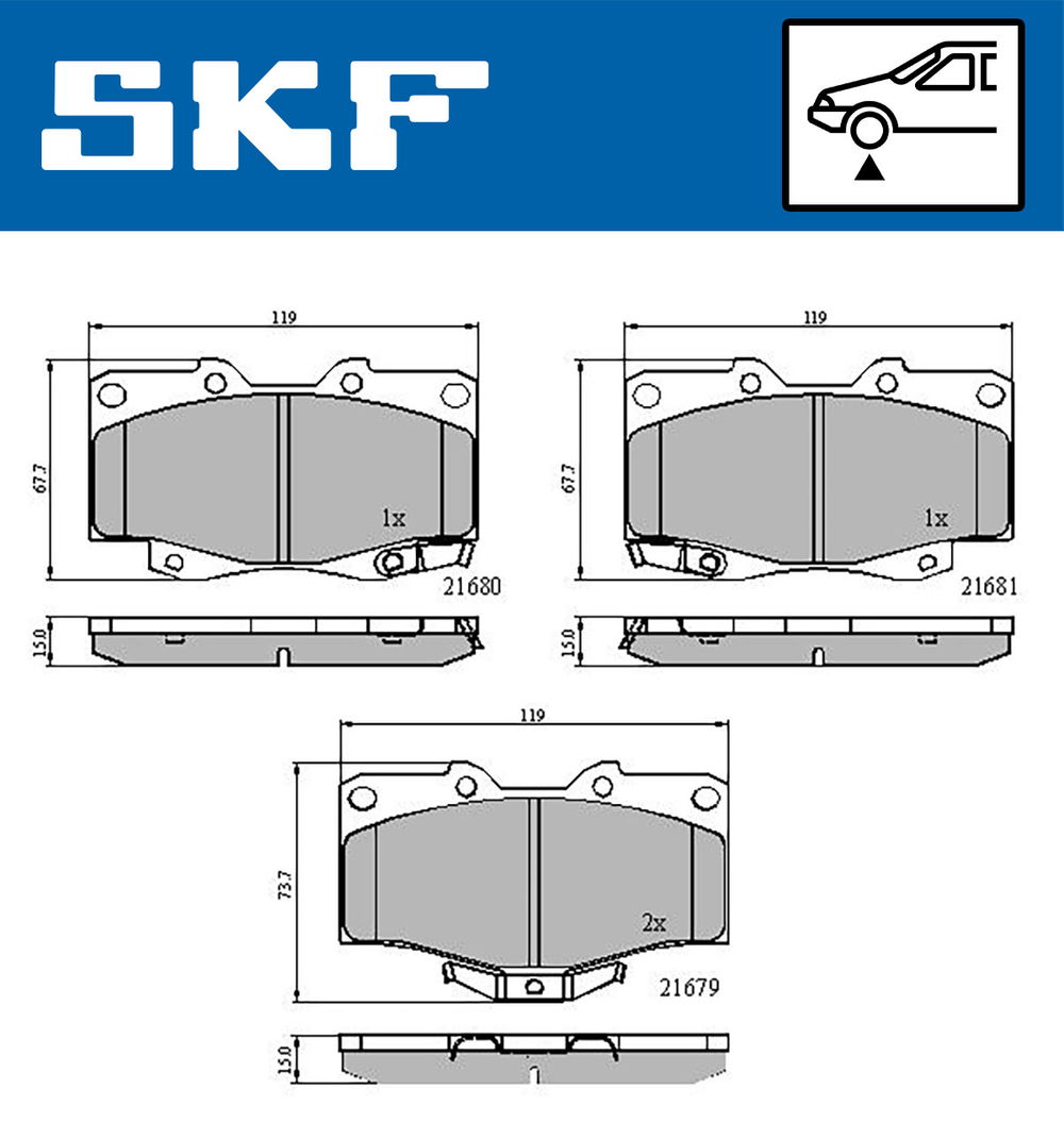 Bremsbelagsatz, Scheibenbremse Vorderachse SKF VKBP 80247 A