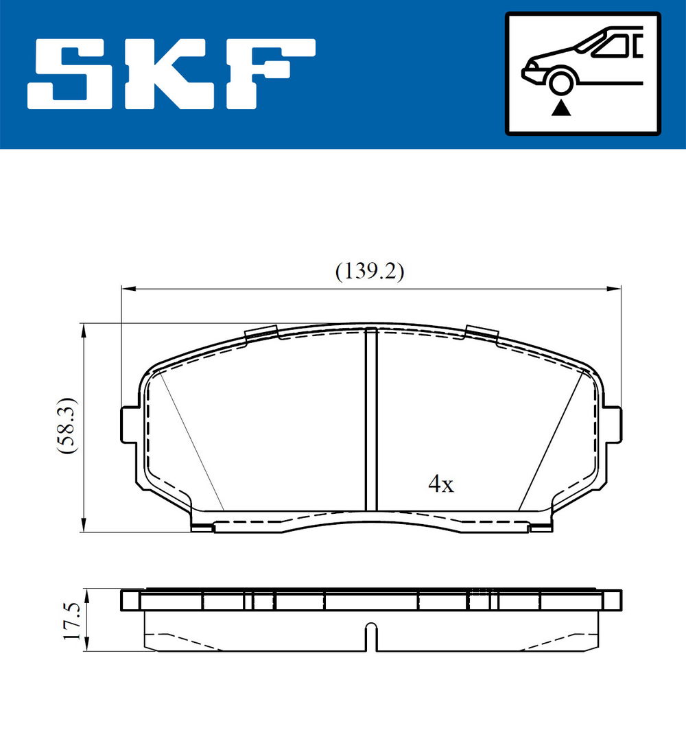 Bremsbelagsatz, Scheibenbremse Vorderachse SKF VKBP 80612 A