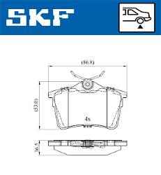Bremsbelagsatz, Scheibenbremse Hinterachse SKF VKBP 90036