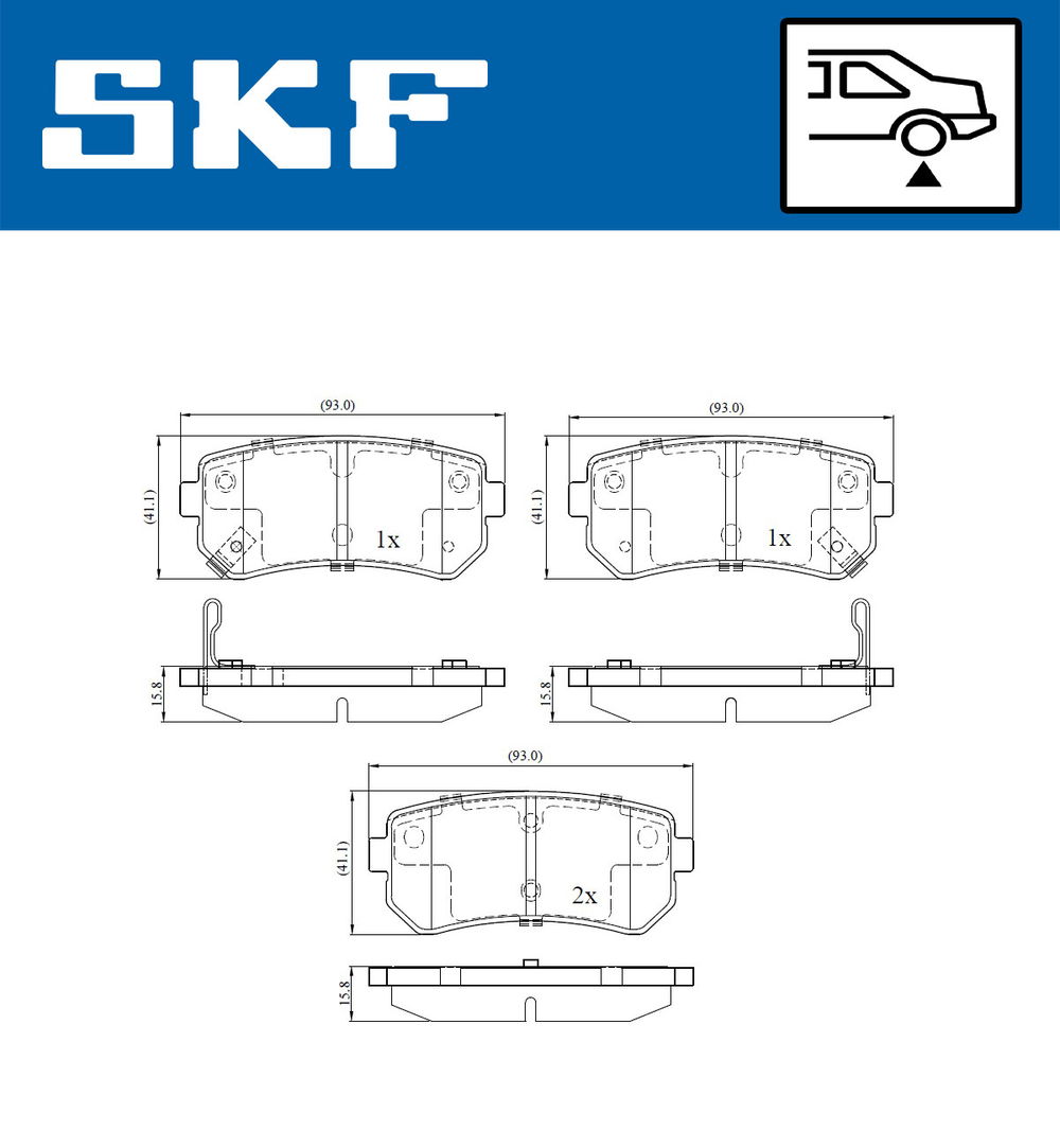 Bremsbelagsatz, Scheibenbremse Hinterachse SKF VKBP 90054 A