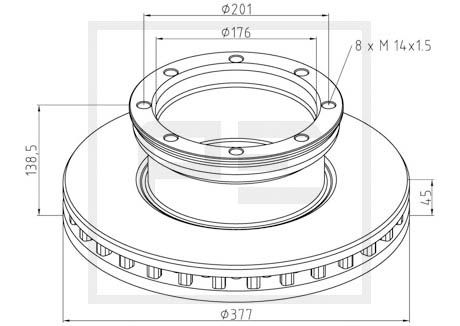 peautomotive Bremsscheibe hinten PE Automotive 016.666-00A