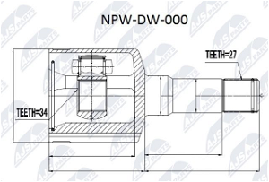 Gelenksatz, Antriebswelle Vorderachse links getriebeseitig NTY NPW-DW-000