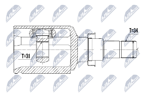 Gelenksatz, Antriebswelle Vorderachse getriebeseitig rechts NTY NPW-DW-021