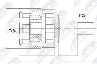Gelenksatz, Antriebswelle Vorderachse getriebeseitig NTY NPW-KA-328