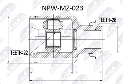 Gelenksatz, Antriebswelle Vorderachse rechts getriebeseitig NTY NPW-MZ-023