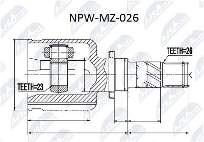 Gelenksatz, Antriebswelle getriebeseitig NTY NPW-MZ-026