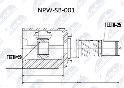 Gelenksatz, Antriebswelle Vorderachse getriebeseitig NTY NPW-SB-001