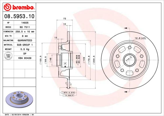 Bremsscheibe Hinterachse Brembo 08.5953.10
