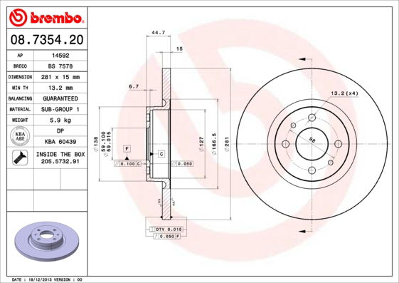 Bremsscheibe Vorderachse Brembo 08.7354.20