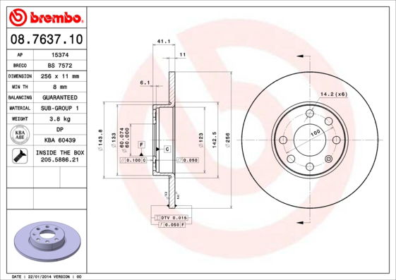 Bremsscheibe Vorderachse Brembo 08.7637.10