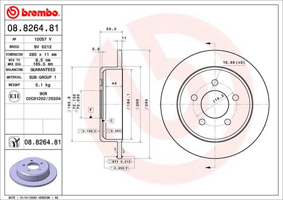 Brembo Bremsscheibe Hinterachse  08.8264.81