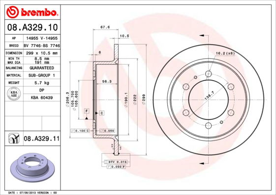 Bremsscheibe Hinterachse Brembo 08.A329.11