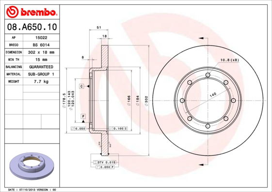 Bremsscheibe Hinterachse Brembo 08.A650.10