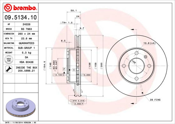 Bremsscheibe Vorderachse Brembo 09.5134.10