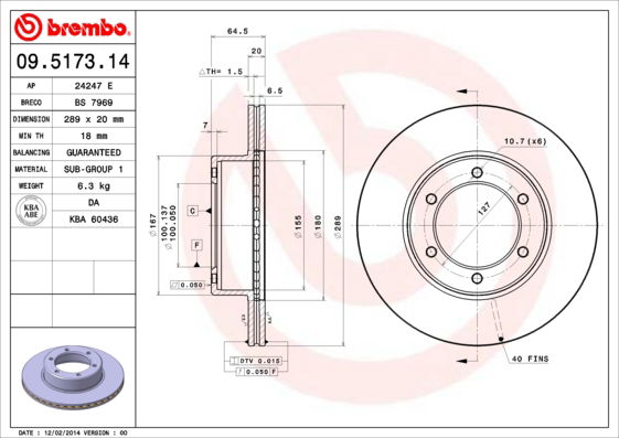 Bremsscheibe Vorderachse Brembo 09.5173.14