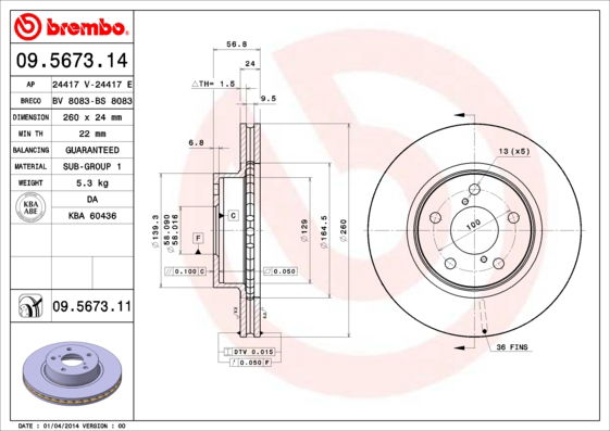 Bremsscheibe Vorderachse Brembo 09.5673.11