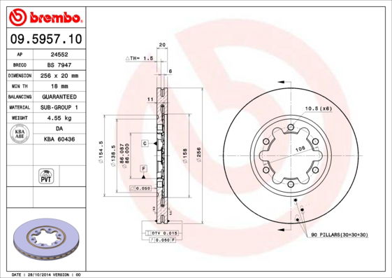 Bremsscheibe Vorderachse Brembo 09.5957.10