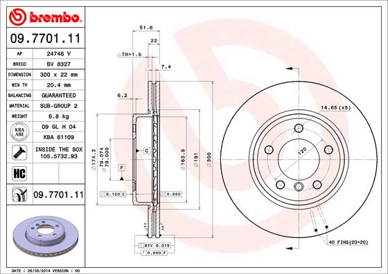 Bremsscheibe Vorderachse Brembo 09.7701.11