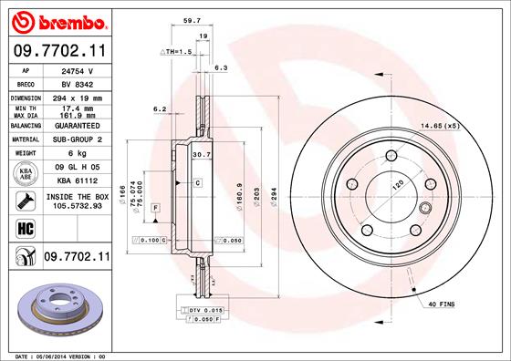 Bremsscheibe Hinterachse Brembo 09.7702.11