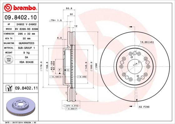 Bremsscheibe Vorderachse Brembo 09.8402.11