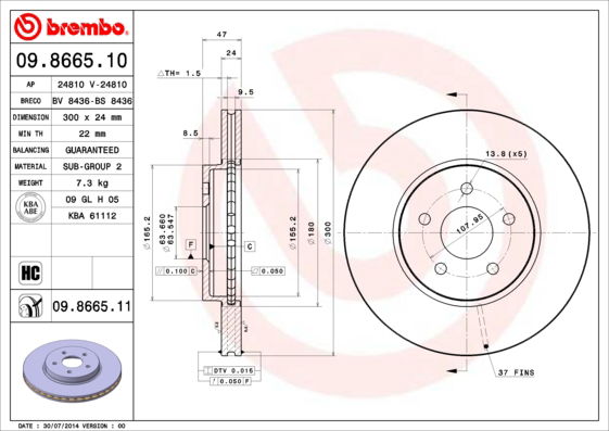 Bremsscheibe Vorderachse Brembo 09.8665.11