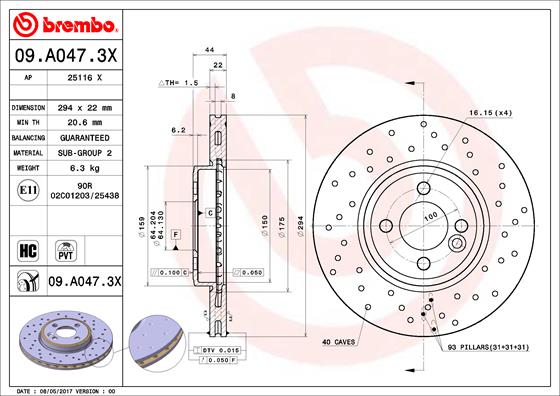 Bremsscheibe Vorderachse Brembo 09.A047.3X