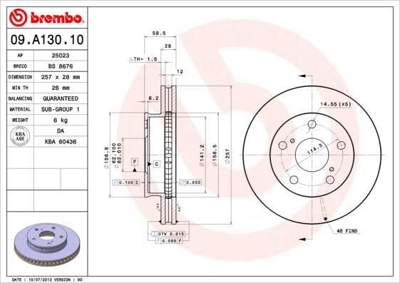 Bremsscheibe Vorderachse Brembo 09.A130.10