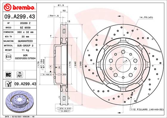 Bremsscheibe Vorderachse Brembo 09.A299.43