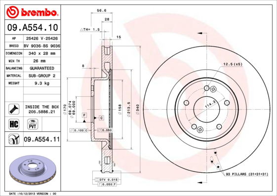 Bremsscheibe Vorderachse Brembo 09.A554.11