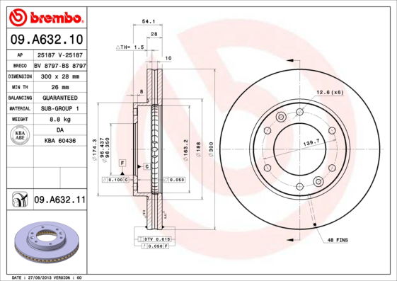 Bremsscheibe Vorderachse Brembo 09.A632.11