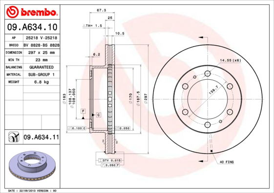 Bremsscheibe Vorderachse Brembo 09.A634.11