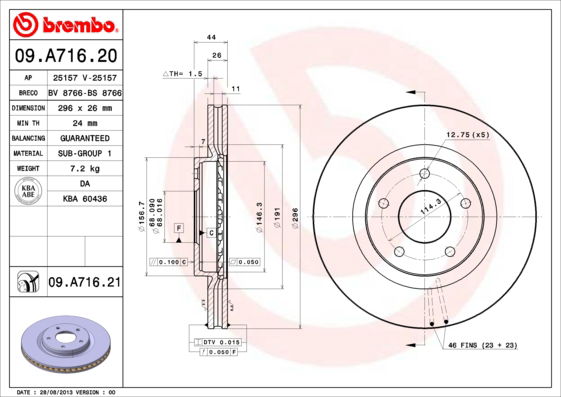 Bremsscheibe Vorderachse Brembo 09.A716.21